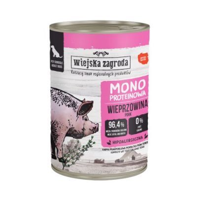 Wiejska Zagroda Karma mokra dla psa Monoproteinowa Wieprzowina (dorosły), 400 g