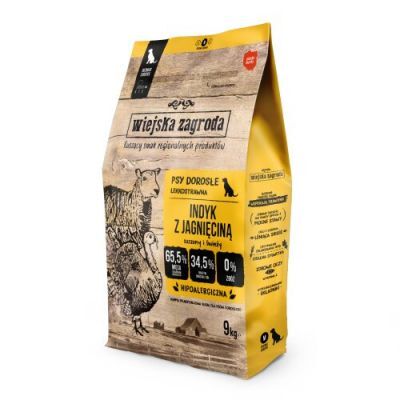 Wiejska Zagroda Karma sucha dla psa Indyk z jagnięciną (dorosły) chrupki M, 9 kg