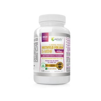 Wish Pharmaceutical Aktywny Kwas Foliowy Methylo Folian 400mcg, 120 kaps.