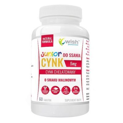 WISH Pharmaceutical Cynk Junior 60 tabletek do ssania o smaku malinowym