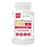 WISH Pharmaceutical Cynk Junior 60 tabletek do ssania o smaku malinowym