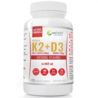 WISH Pharmaceutical K2 MK7 200mcg + D3 4000IU120 kapsułek