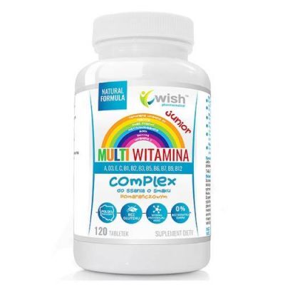 WISH Pharmaceutical Multiwitamina Junior Complex o smaku pomarańczowym, 120 tabletek do ssania