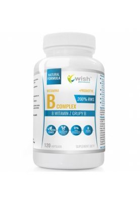 WISH Pharmaceutical Witamina B Complex 200% RWS + Prebiotyk 120 kapsułek