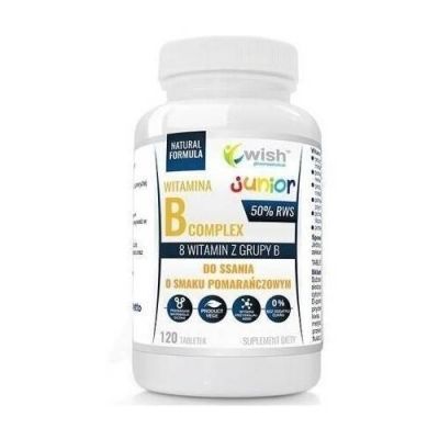 WISH Pharmaceutical Witamina B Complex Junior, 120tabl. do ssania o smaku pomarańczowym