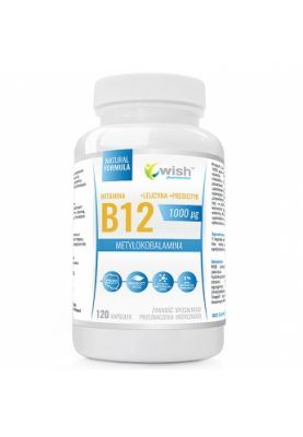 WISH Pharmaceutical Witamina B12 + L-leucytyna + Prebiotyk Produkt Vege 120 kapsułek