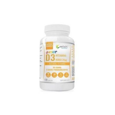 WISH Pharmaceutical Witamina D3 Junior 800IU o smaku pomarańczowym, 120 tabl. do ssania