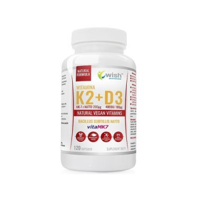 WISH Pharmaceutical Witamina K2 VitaMK7 200 mcg + D3 4000IU 120 kapsułek