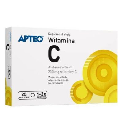 Witamina C 200mg, 25tabl. APTEO KRÓTKA DATA 31.10.2026