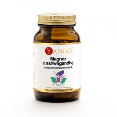 Yango Magnez z ashwagandhą z dodatkiem szafranu i witaminy B6, 90 kaps.
