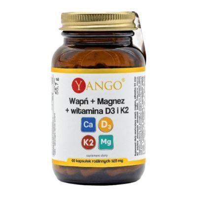 Yango Wapń + Magnez + witamina D3 i K2, 60 kaps.