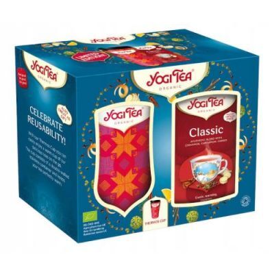 YOGI TEA Zestaw kubek termiczny z herbatą Classic, 17x2.2g