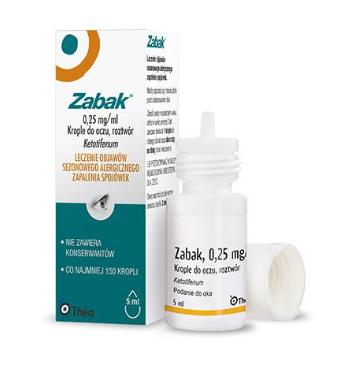 ZABAK 0,25 mg/ml Krople do oczu na alergię, 5ml KRÓTKA DATA 30.11.2026