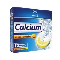 Zdrovit Calcium z witaminą C smak cytrynowy, 12 tabl. musujących
