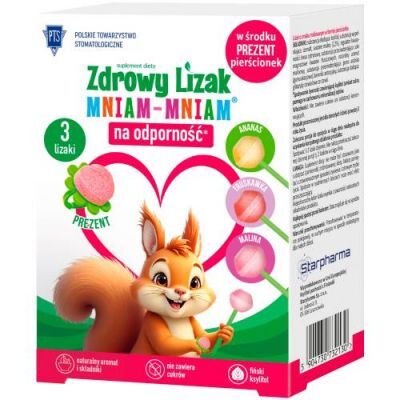 Zdrowy Lizak Mniam-Mniam 3 lizak i + słodki pierścionek