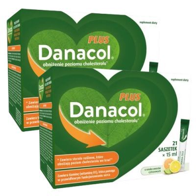 Zestaw 2x Danacol Plus, 21 saszetek x 15 ml