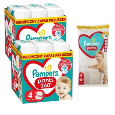 Zestaw 2x Pampers Pants 4 9-15kg, 176 szt. + Pampers Pants Pieluchomajtki rozmiar 4 (9-15 kg), 2 szt.