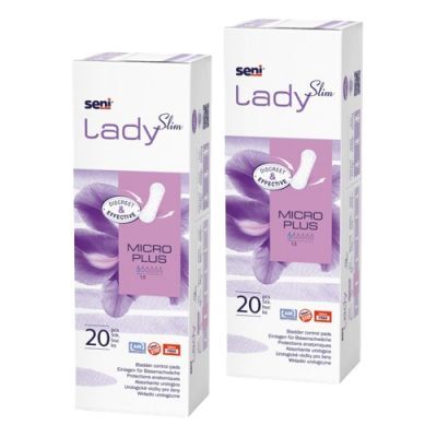 Zestaw 2x SENI LADY SLIM MICRO PLUS Anatomiczne wkładki urologiczne, 20 szt.