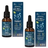 Zestaw AX MED Witamina D3+K2 MK-7+Omega-3 Family Krople dla dzieci i dorosłych, 2 x 30 ml