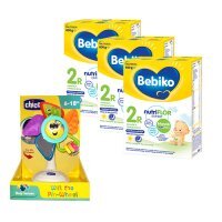 Zestaw Bebiko 2R Mleko następne dla niemowląt powyżej 6. miesiąca życia, 3x 600g + CHICCO Wiatraczek z przyssawką 6-18 m