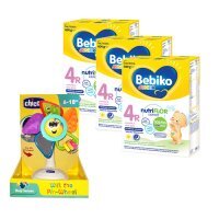 Zestaw Bebiko Junior 4R Odżywcza formuła na bazie mleka dla małych dzieci powyżej 2. roku życia, 3x600g +  CHICCO Wiatraczek z przyssawką 6-18 m