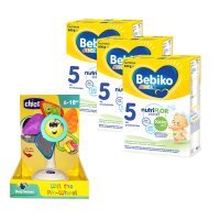 Zestaw Bebiko Junior 5 NUTRIflor Expert Odżywcza formuła na bazie mleka dla przedszkolaka, 3x 600g + CHICCO Wiatraczek z przyssawką 6-18 m