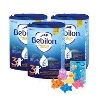 Zestaw Bebilon 3 Pronutra Junior Formuła na bazie mleka po 1. roku życia, 3 x 800 g + Canpol Babies zestaw zabawek do kąpieli z przyssawkami, 5 szt.