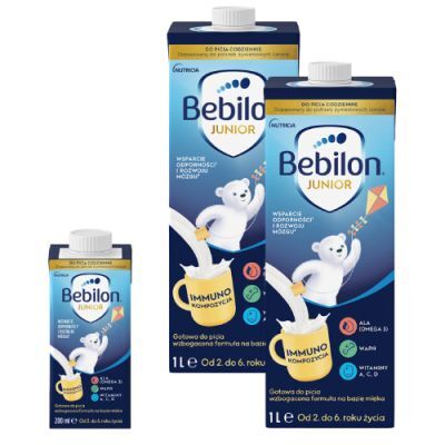 Zestaw Bebilon Junior Gotowa do picia wzbogacona formuła na bazie mleka od 2. do 6. roku życia, 2x 1l + 200 ml