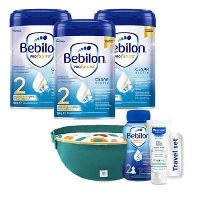 Zestaw Bebilon Profutura Cesar Biotik 2 Mleko następne po 6. miesiącu, 3 x 800 g + Travel Set