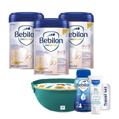 Zestaw Bebilon Profutura Duobiotik 2 mleko następne po 6. miesiącu, 3 x 800g + Travel Set