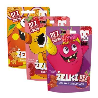 Zestaw BeRAW Kids Żelki (Mango Marakuja + Truskawka + Malina z chrupkami), 3x 35 g