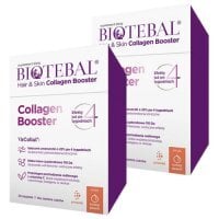 Zestaw Biotebal Hair &amp; Skin Collagen Booster o smaku brzoskwiniowym, 2 x 30 sasz.