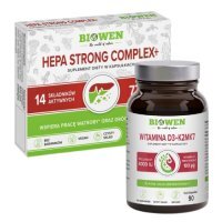 Zestaw Biowen Witamina D3+K2MK7, 90 kaps. + Hepa Strong Complex+, 15 kaps.