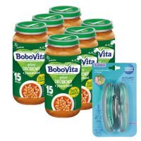 Zestaw BoboVita Gulasz drobiowy z pieczarkami po 15 miesiącu, 6 x 250 g + Canpol Babies Zestaw sztućców w etui, 1 szt.