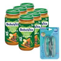Zestaw BoboVita Warzywna potrawka z wołowiną po 12 miesiącu, 6 x 250 g + Canpol Babies Zestaw sztućców w etui, 1 szt.