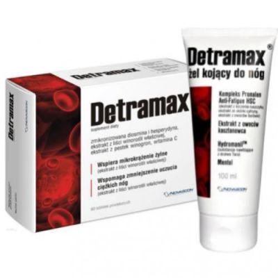 Zestaw DETRAMAX - 60 tabletek + żel chłodzący do nóg - 100 ml