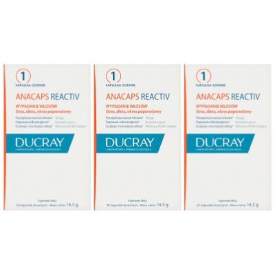 Zestaw Ducray Anacaps Reactiv, 3 x 30 kaps.