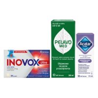 Zestaw Inovox Ultra smak miętowy, 24 past. + Pelavo Med, 100 ml + Acatar Care, 15 ml