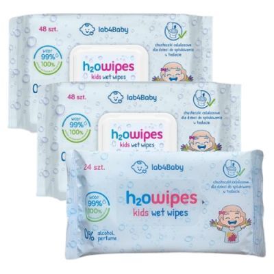 Zestaw Lab4Baby H2Owipes Kids Chusteczki nawilżane dla dzieci, 2x48 szt. + 24 szt.