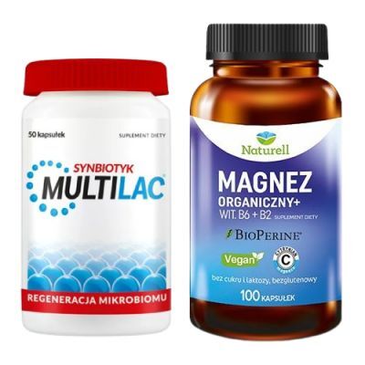 Zestaw Multilac, 50 kaps. + Naturell Magnez organiczny+, 100 kaps.