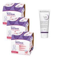 Zestaw Nutridrink Protein Omega 3 rześki smak truskawka - malina, 12 x 125 ml + Bioderma Cicabio Restor krem ochronno - regenerujący, 100 ml