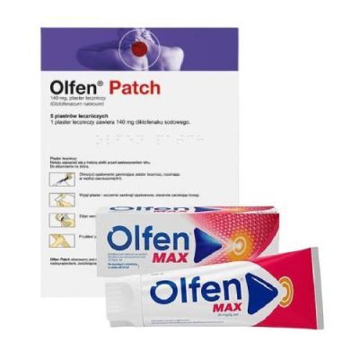 Zestaw Olfen Max Żel 20mg/g, 150 g + Olfen Patch Plastry lecznicze 140mg, 5 plastrów