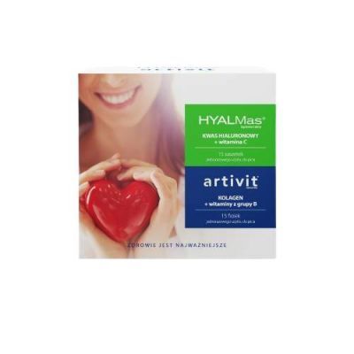 ZESTAW PREZENTOWY Artivit, 15 fiolek + Hyalmas, 15 saszetek