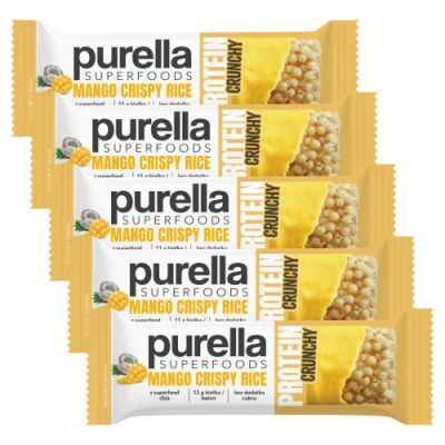 Zestaw PURELLA Protein Crunchy Mango Crispy Rice Baton białkowy, 5 x 45 g