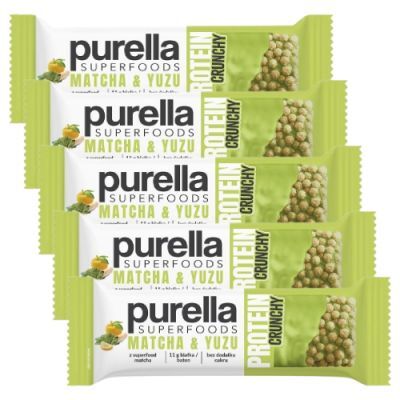 Zestaw PURELLA Protein Crunchy Matcha & Yuzu Baton białkowy, 5 x 45 g