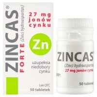 ZINCAS FORTE 27 mg jonów cynku 50 tabletek, na odporność
