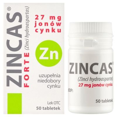 ZINCAS FORTE 27 mg jonów cynku 50 tabletek, na odporność