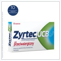 ZYRTEC UCB 10 mg 10 tabletek, lek na alergię